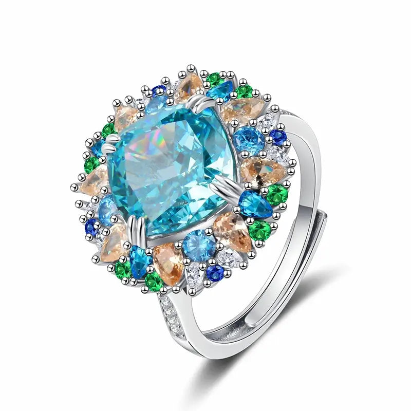 Cushion Engagement Ring 5ct 10*10 925 Silver High Carbon Diamond Open Ring