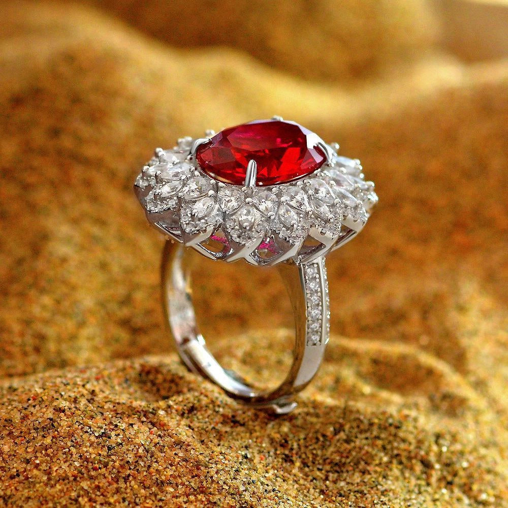 Oval Engagement Ring 5ct 12*15 925 Silver High Carbon Diamond