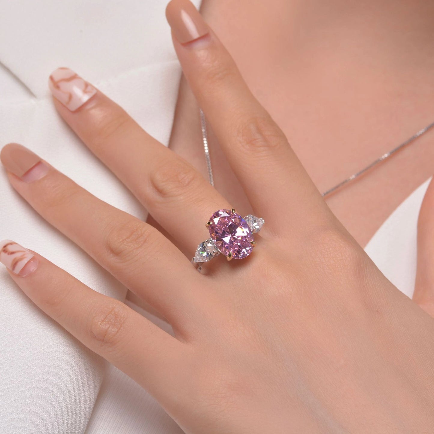 Oval Engagement Ring 5ct 10*14 925 Silver High Carbon Diamond
