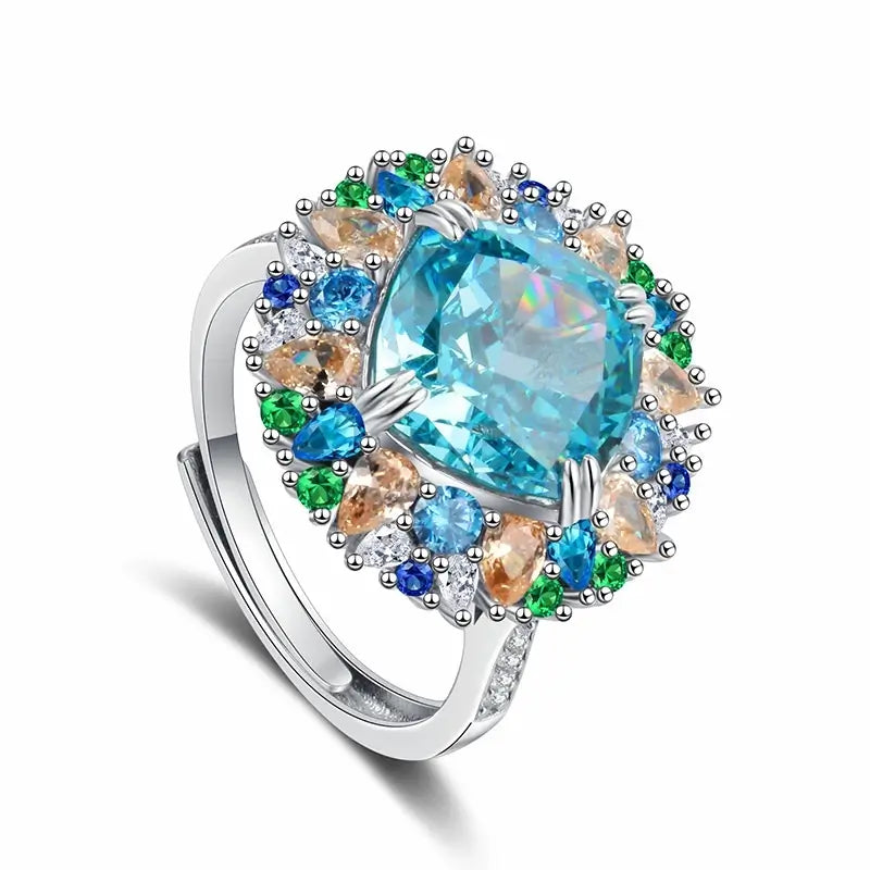 Cushion Engagement Ring 5ct 10*10 925 Silver High Carbon Diamond Open Ring
