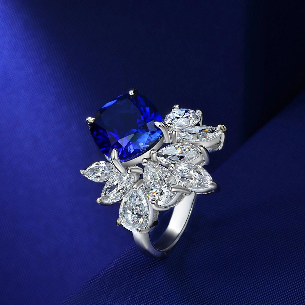 Cushion Engagement Ring 6ct 925 10*11 Silver High Carbon Diamond