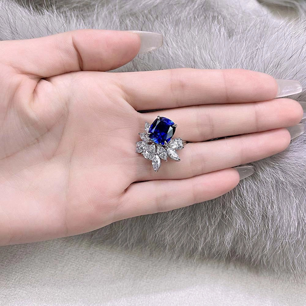 Cushion Engagement Ring 6ct 925 10*11 Silver High Carbon Diamond