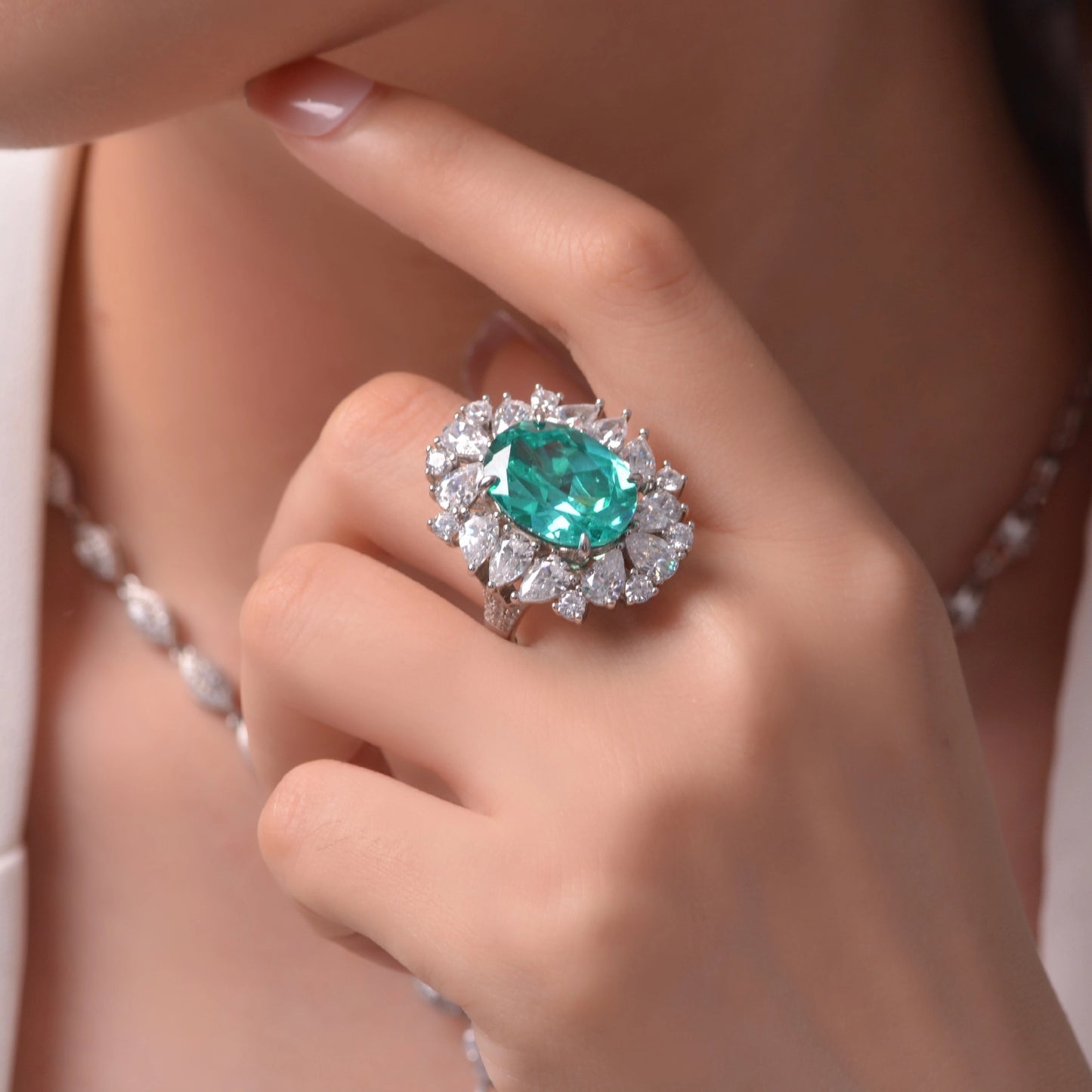Oval Engagement Ring 7ct 12*16 925 Silver Paraiba