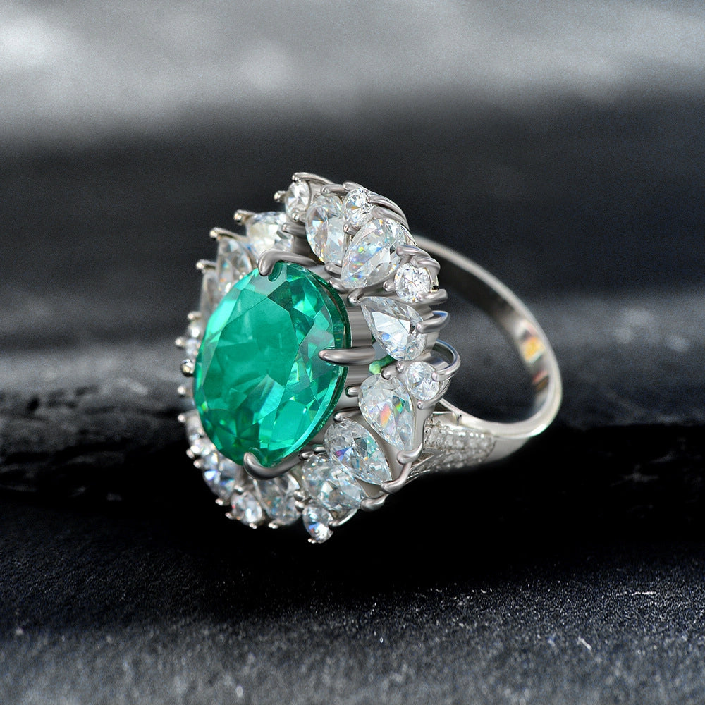 Oval Engagement Ring 7ct 12*16 925 Silver Paraiba