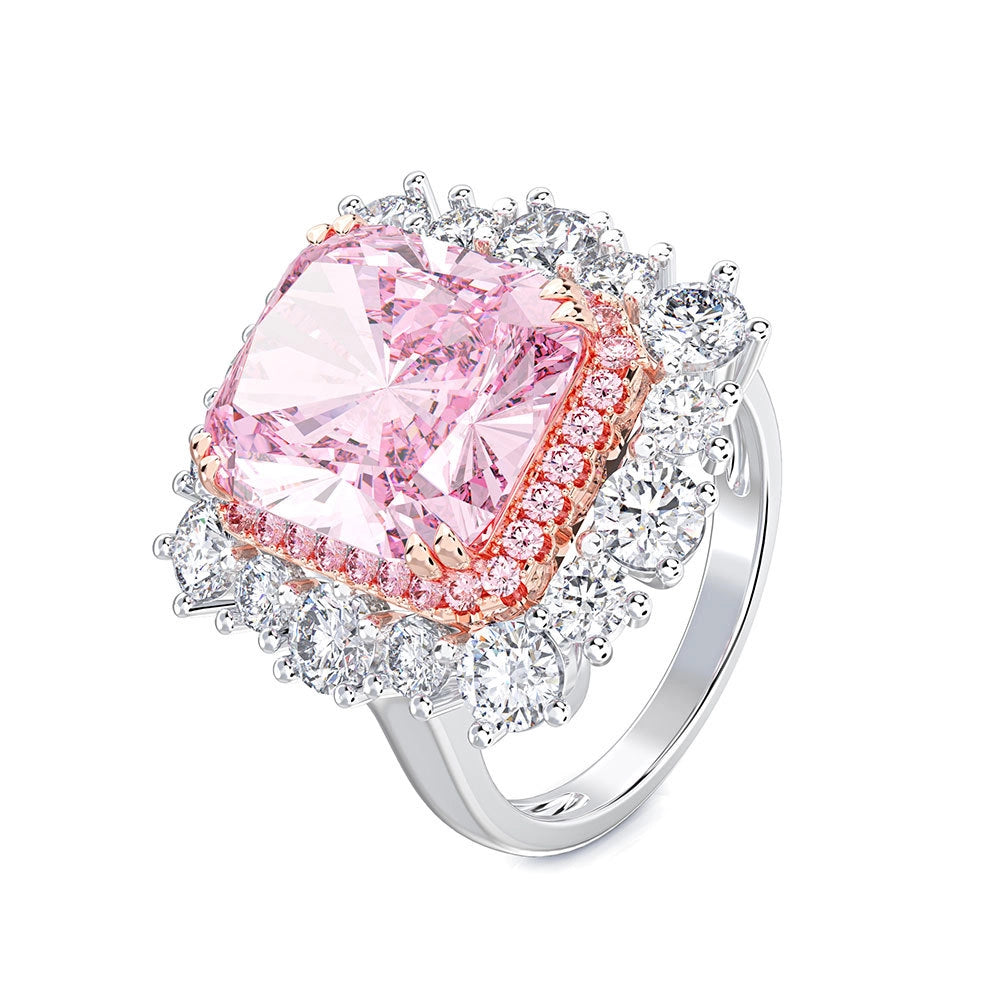 Radiant Engagement Ring 8ct 10*12 925 Silver Zircon