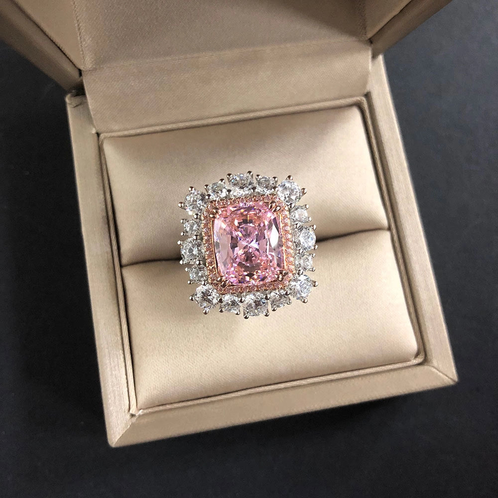 Radiant Engagement Ring 8ct 10*12 925 Silver Zircon