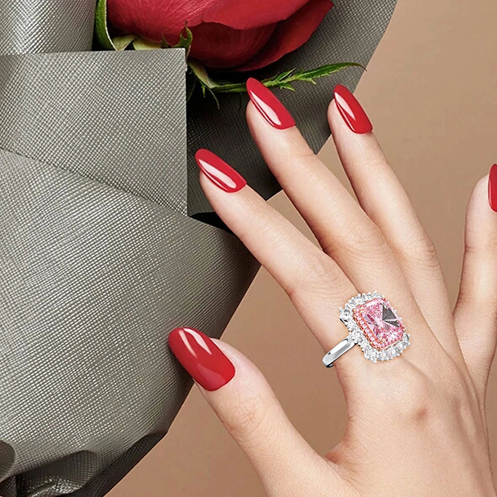 Radiant Engagement Ring 8ct 10*12 925 Silver Zircon