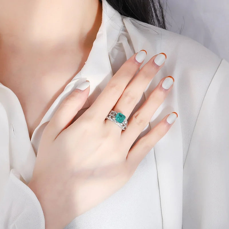 Asscher Engagement Ring 8*8 925 Silver High Carbon Diamond