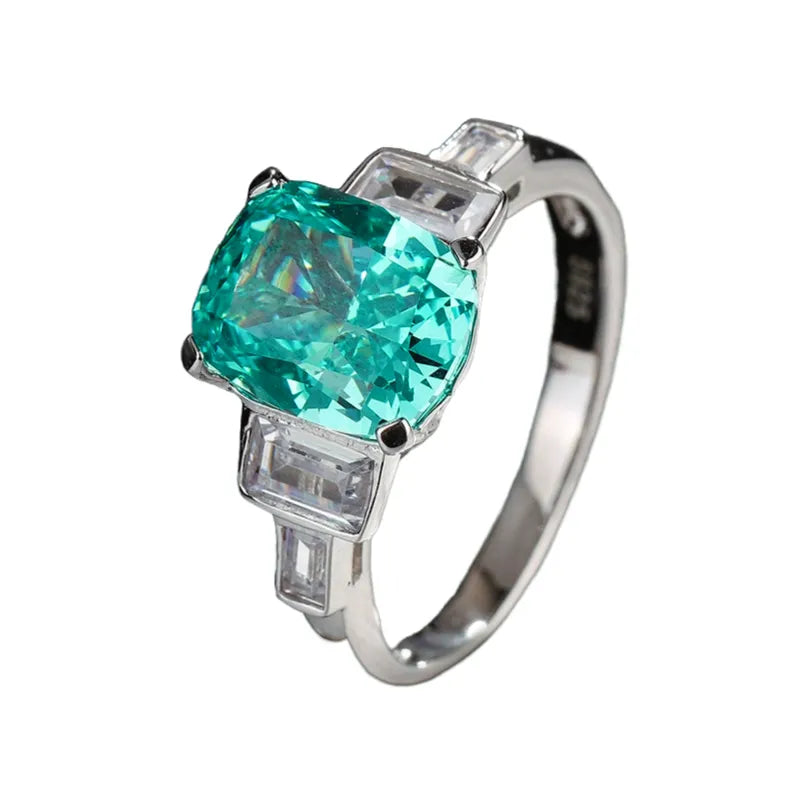Cushion Engagement Ring 5ct 8*10 925 Silver High Carbon Diamond