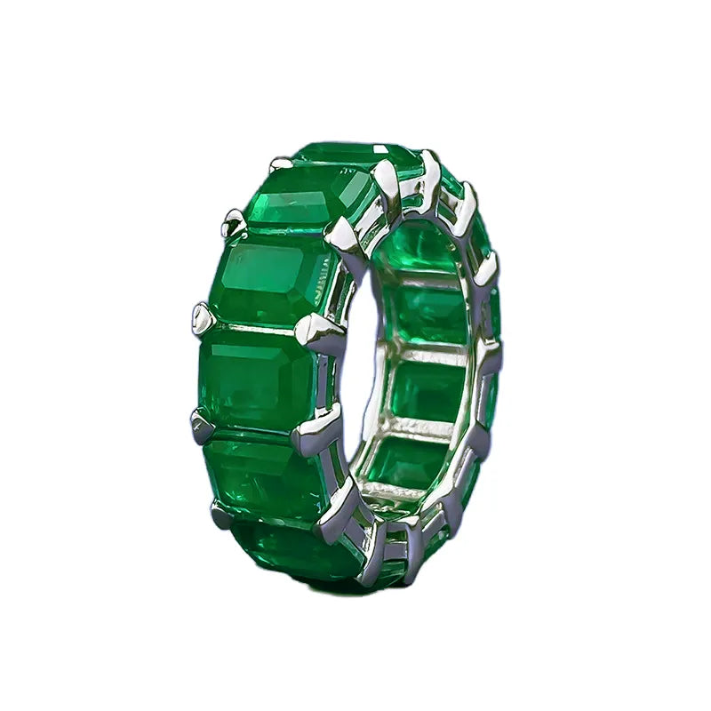 Engagement Ring 5*7mm 925 Silver Emerald