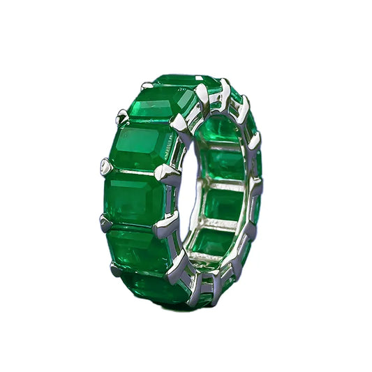 Engagement Ring 5*7mm 925 Silver Emerald