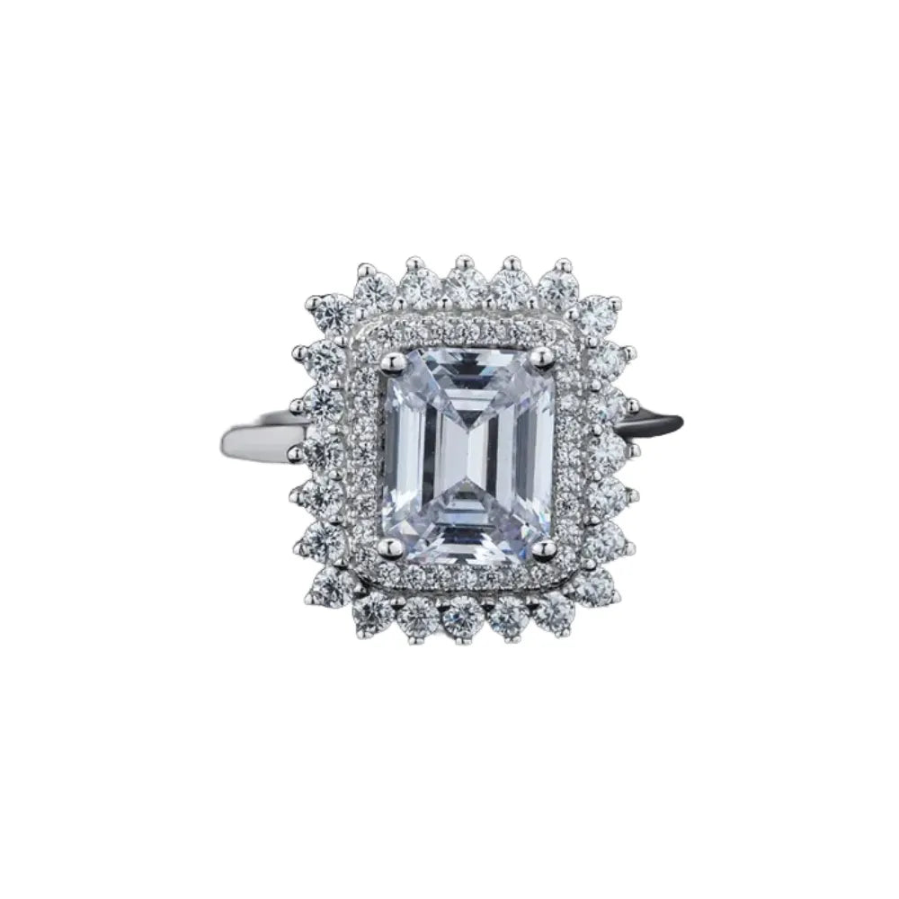 Emerald Engagement Ring 7*9 925 Silver Zircon