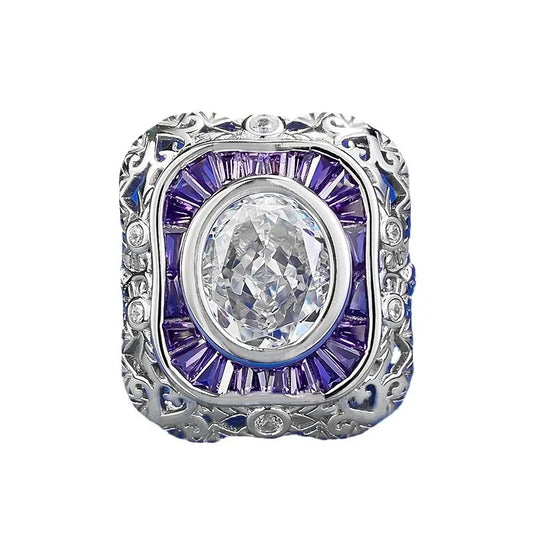 Oval Engagement Ring 9*11 925 Silver High Carbon Diamond