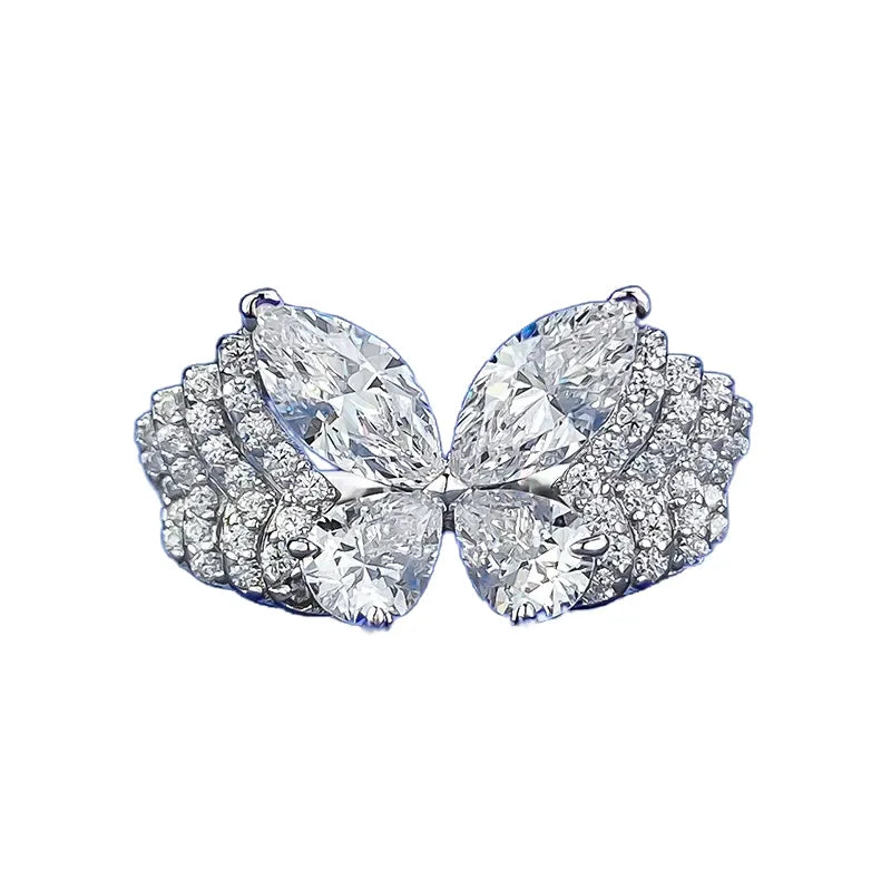 Marquise Butterfly Engagement Ring 925 Silver High Carbon Diamond