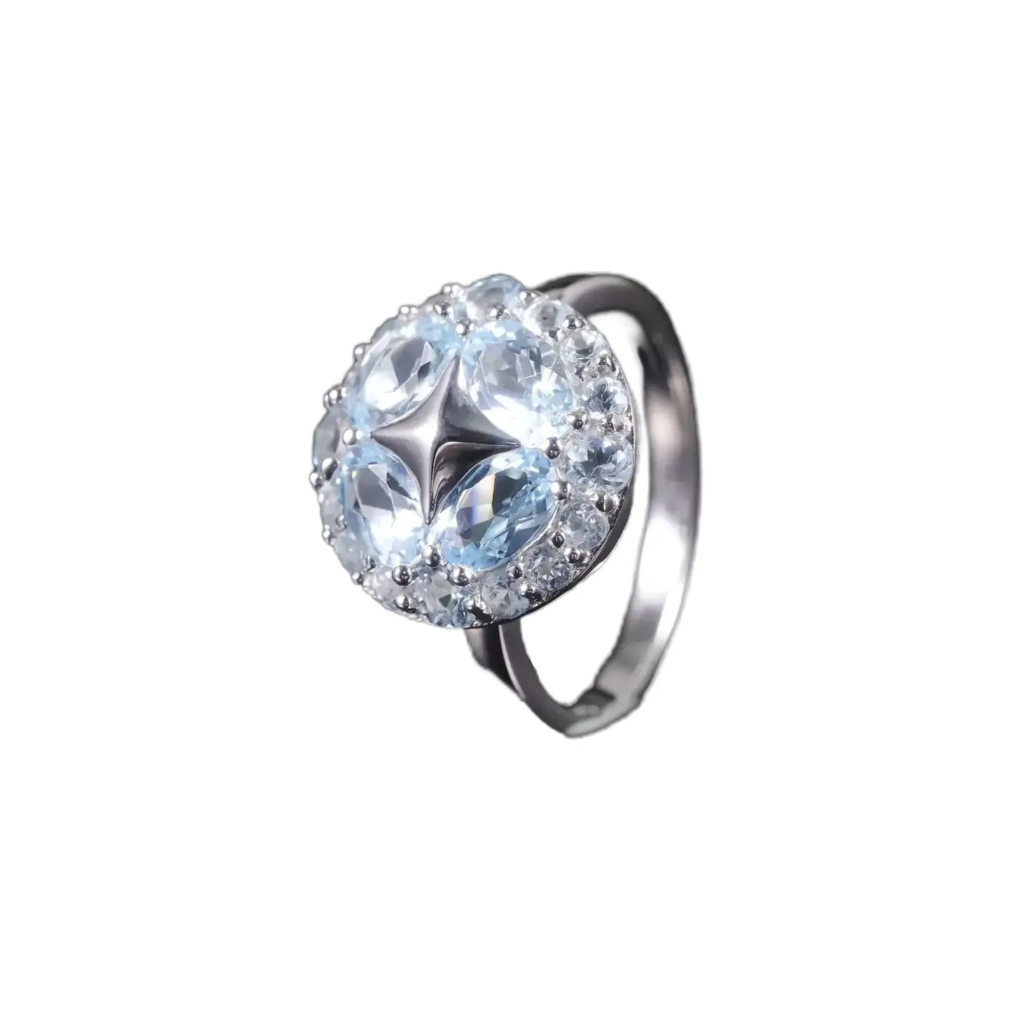 Oval Engagement Ring 925 Silver Star Topaz
