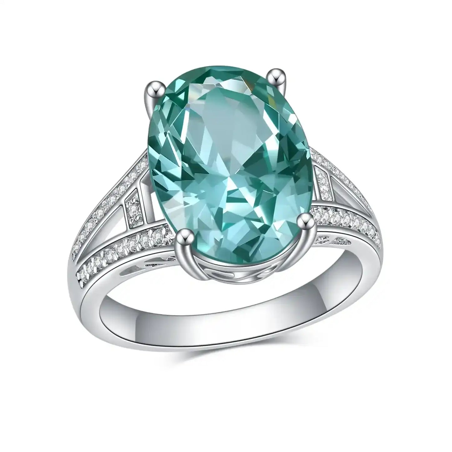 Oval Engagement Ring 10*14 925 Silver Green Spinel