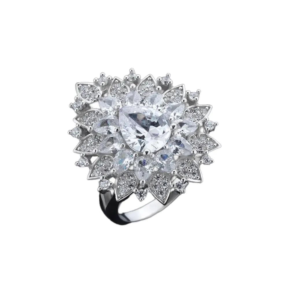 Pear Engagement Ring 7*9 925 Silver Zircon