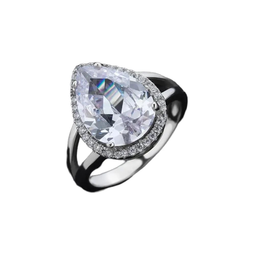 Pear Engagement Ring 10*14 925 Silver Zircon