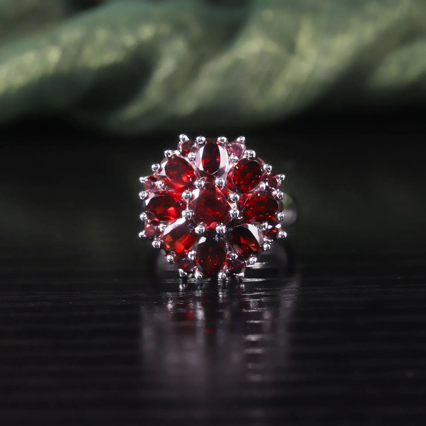 Round Engagement Ring 925 Silver Topaz