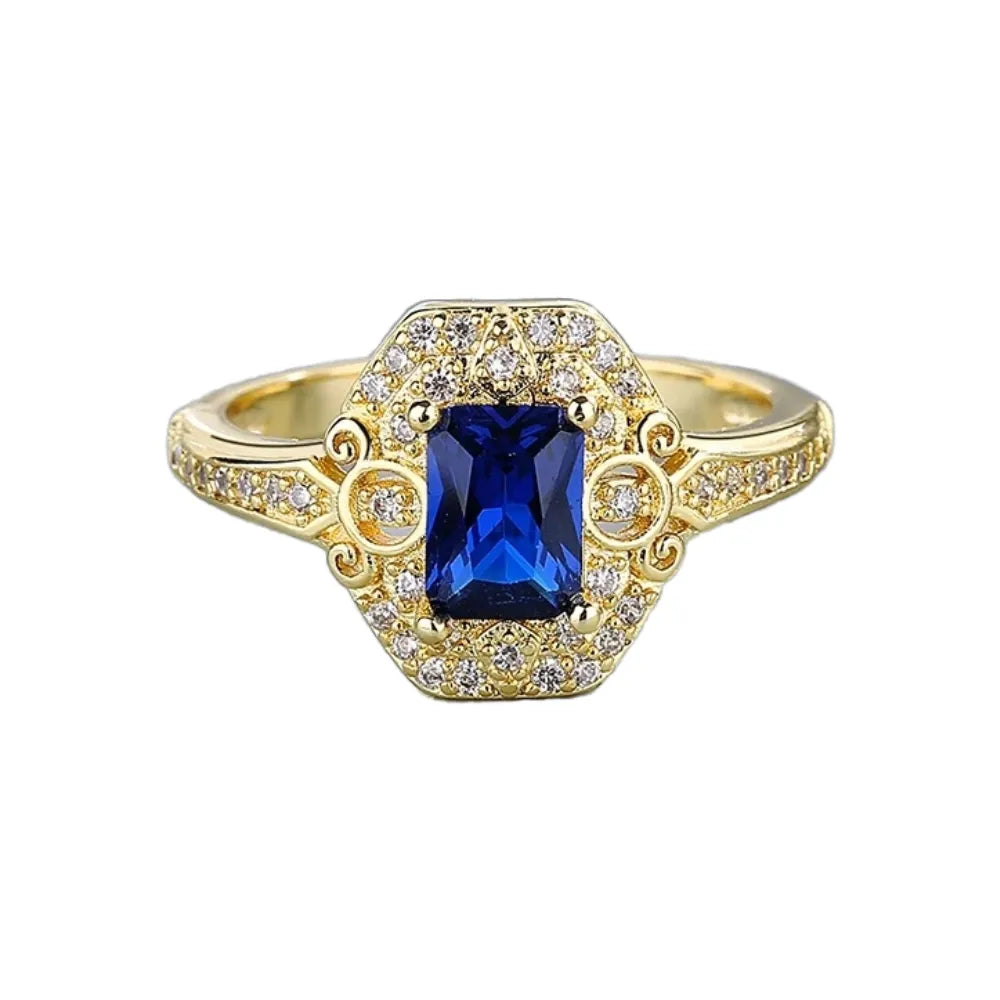 Radiant Engagement Ring 5*7 925 Silver Sapphire