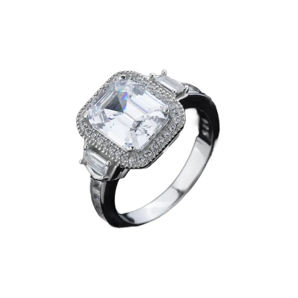 Rectangular Engagement Ring 8*10 925 Silver Zircon