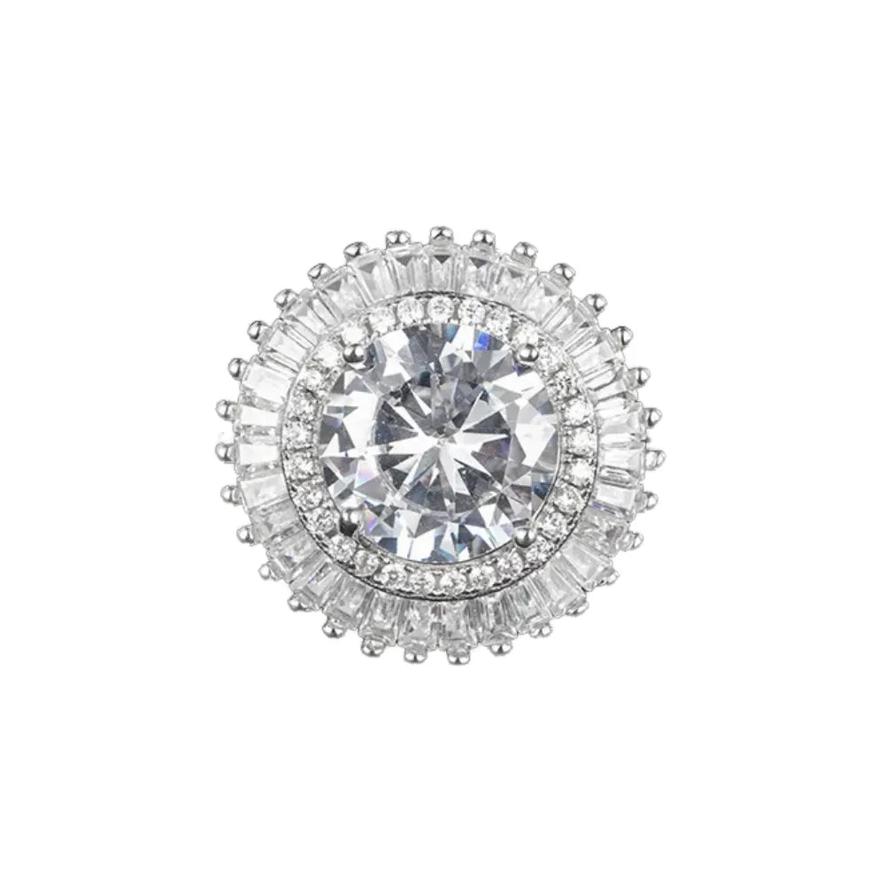 Round Engagement Ring 10mm 925 Silver High Carbon Diamond