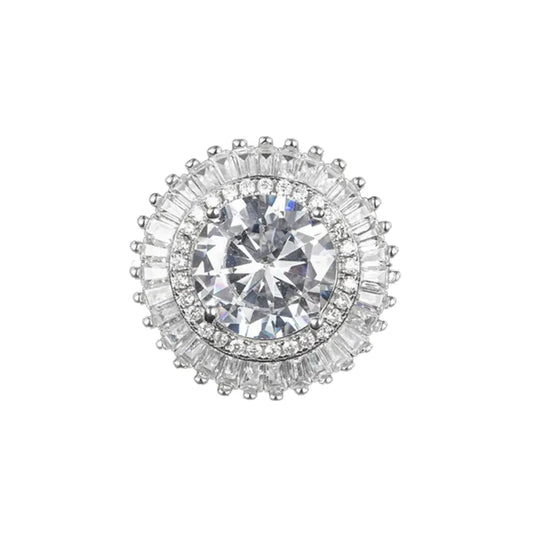 Round Engagement Ring 10mm 925 Silver High Carbon Diamond