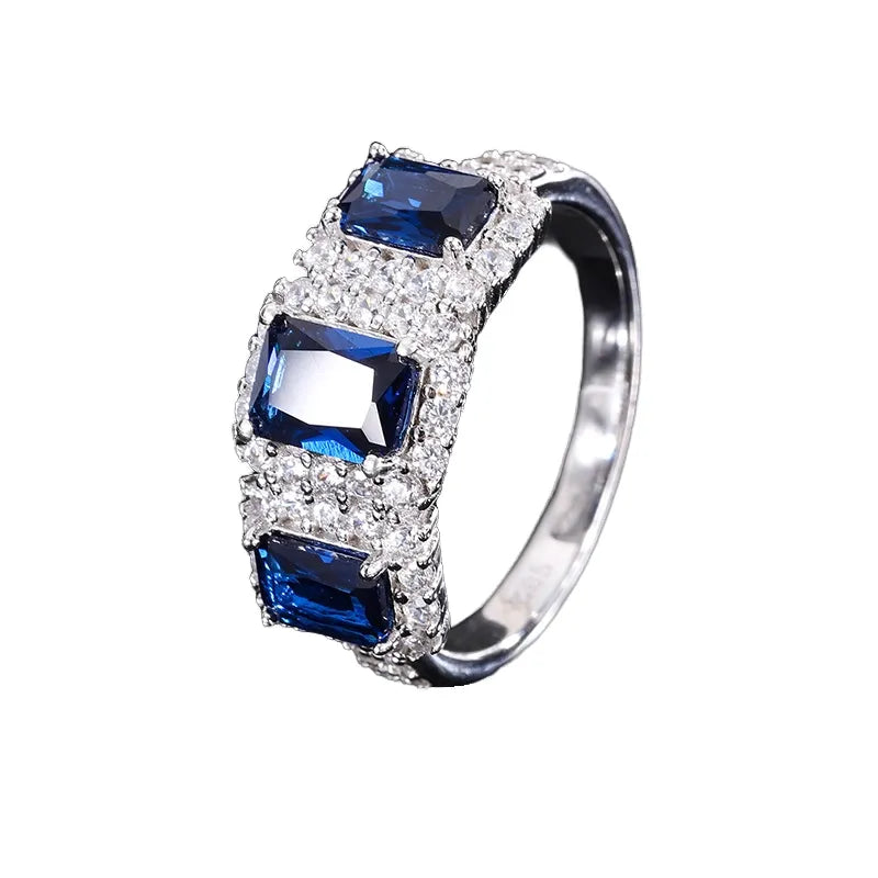 Radiant Engagement Ring 5*7 925 Silver High Carbon Diamond