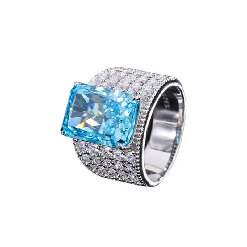 Radiant Engagement Ring 10*14 925 Silver High Carbon Diamond