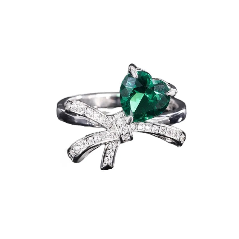 Heart Engagement Ring 8*8 925 Silver High Carbon Diamond