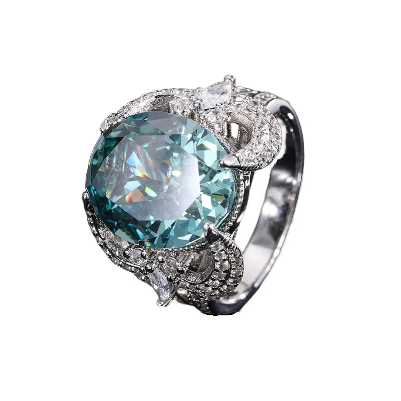 Oval Engagement Ring 12*14 925 Silver High Carbon Diamond