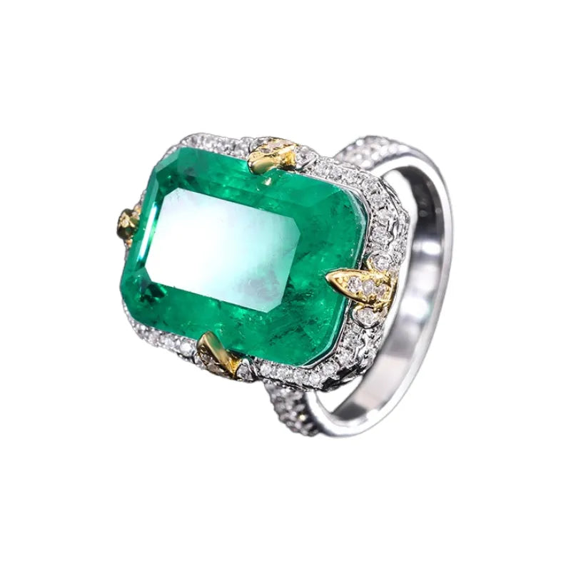 Radiant Emerald Engagement Ring 12*16 925 Silver High Carbon Diamond