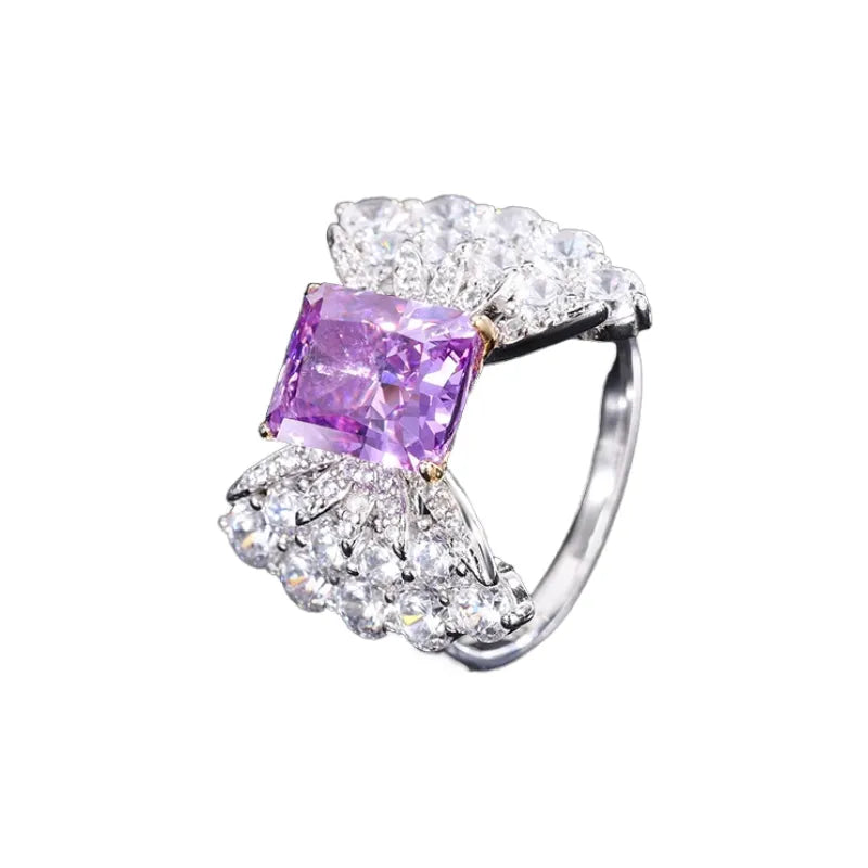Radiant Engagement Ring 8*10 925 Silver High Carbon Diamond