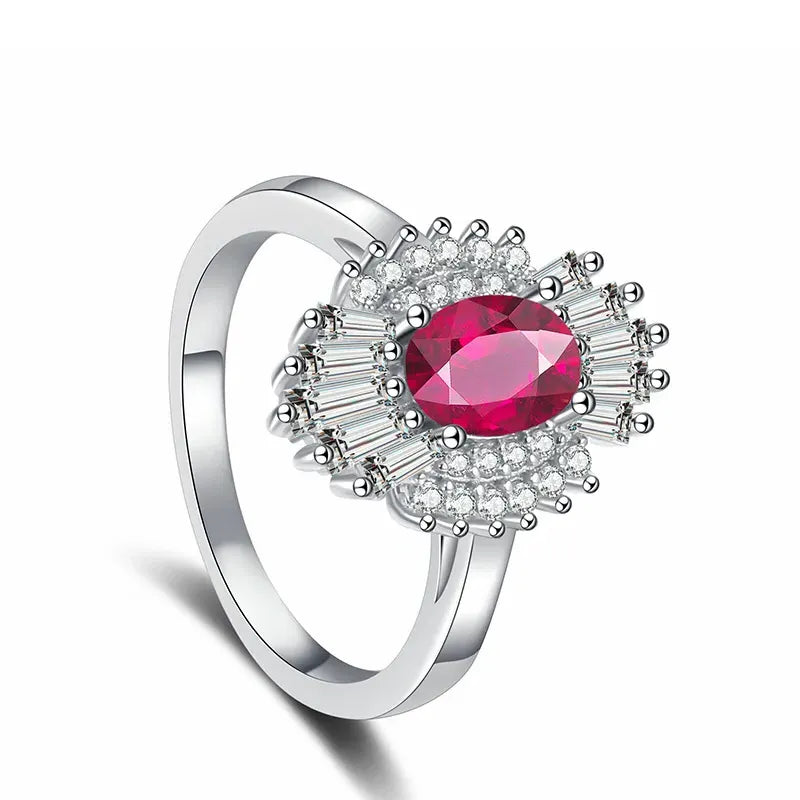 Oval Edgy Engagement Ring 2ct 5*7 925 Silver High Carbon Diamond