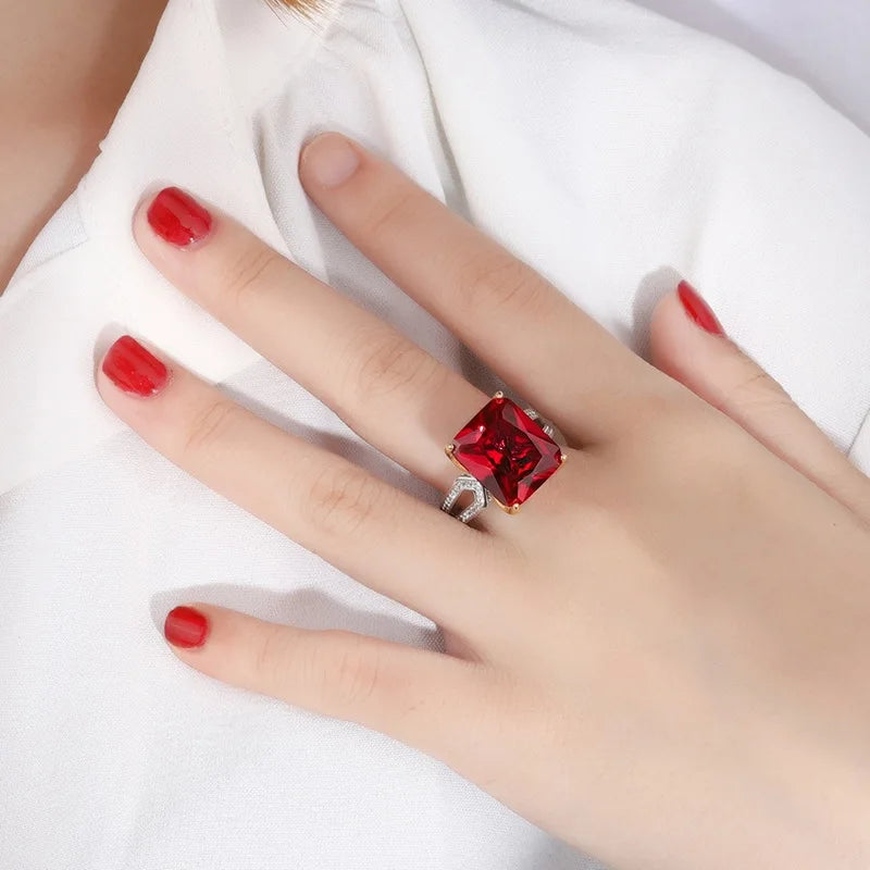 Radiant Engagement Ring 12*14 925 Silver High Carbon Diamond