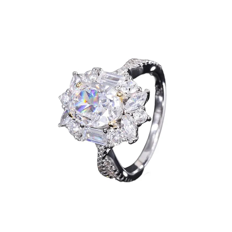 Oval Engagement Ring 8*10 925 Silver High Carbon Diamond