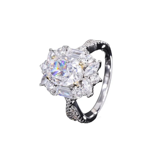Oval Engagement Ring 8*10 925 Silver High Carbon Diamond