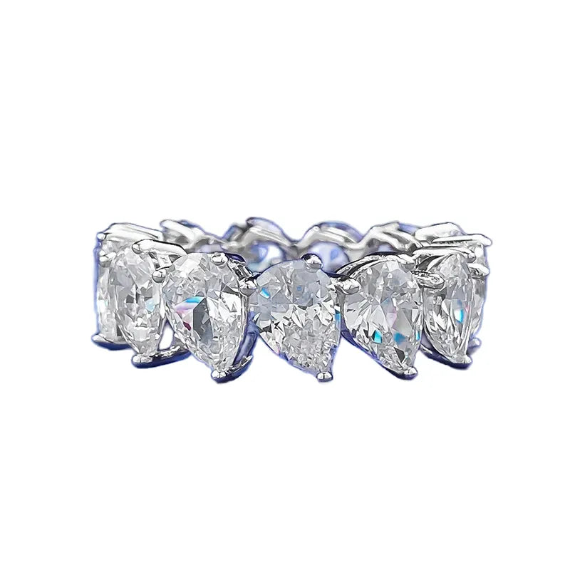 Pear Engagement Ring 5*7mm 925 Silver High Carbon Diamond