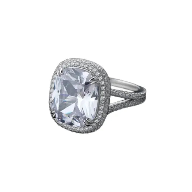 Cushion Engagement Ring 12*14 925 Silver Zircon