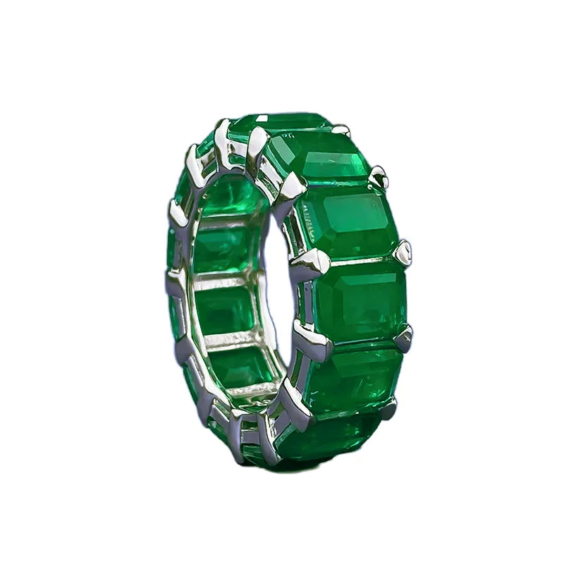 Engagement Ring 5*7mm 925 Silver Emerald