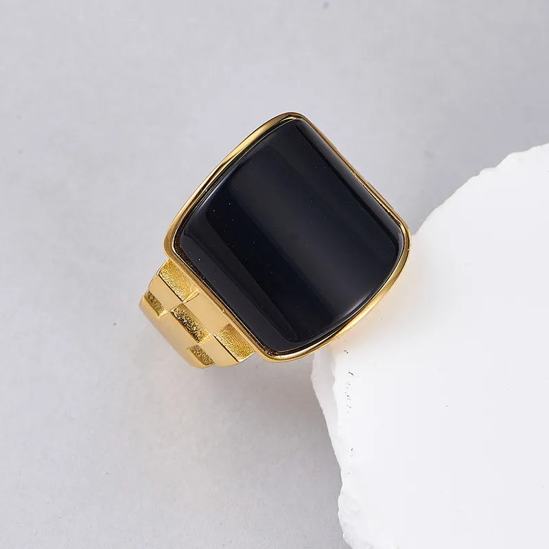Geometry Engagement Ring 925 Silver Black Onyx Open Ring