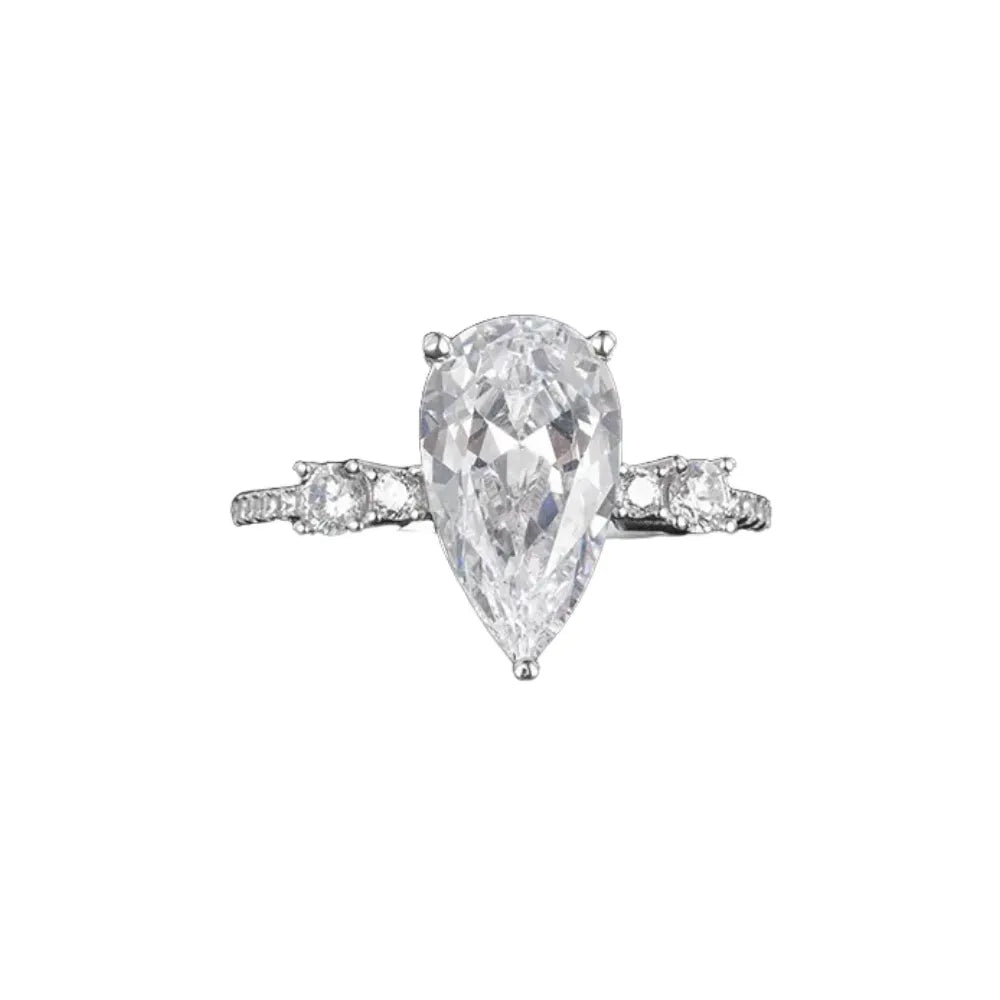 Pear Engagement Ring 7.5*15 925 Silver High Carbon Diamond