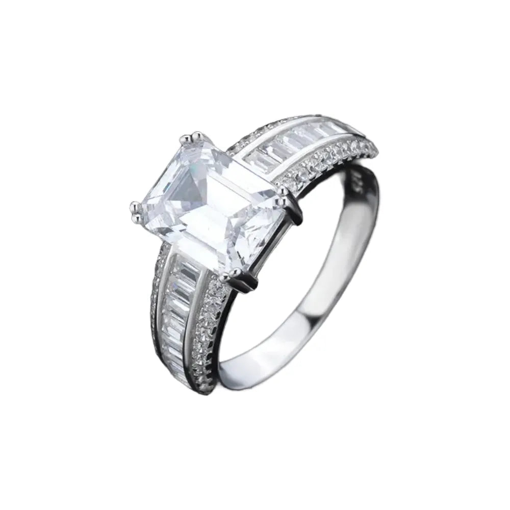 Rectangular Engagement Ring 7*9 925 Silver Zircon