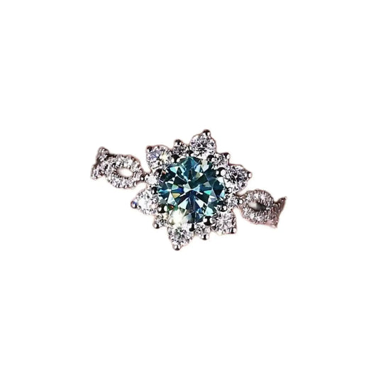 Round Engagement Ring 2.1ct 925 Silver High Carbon Diamond