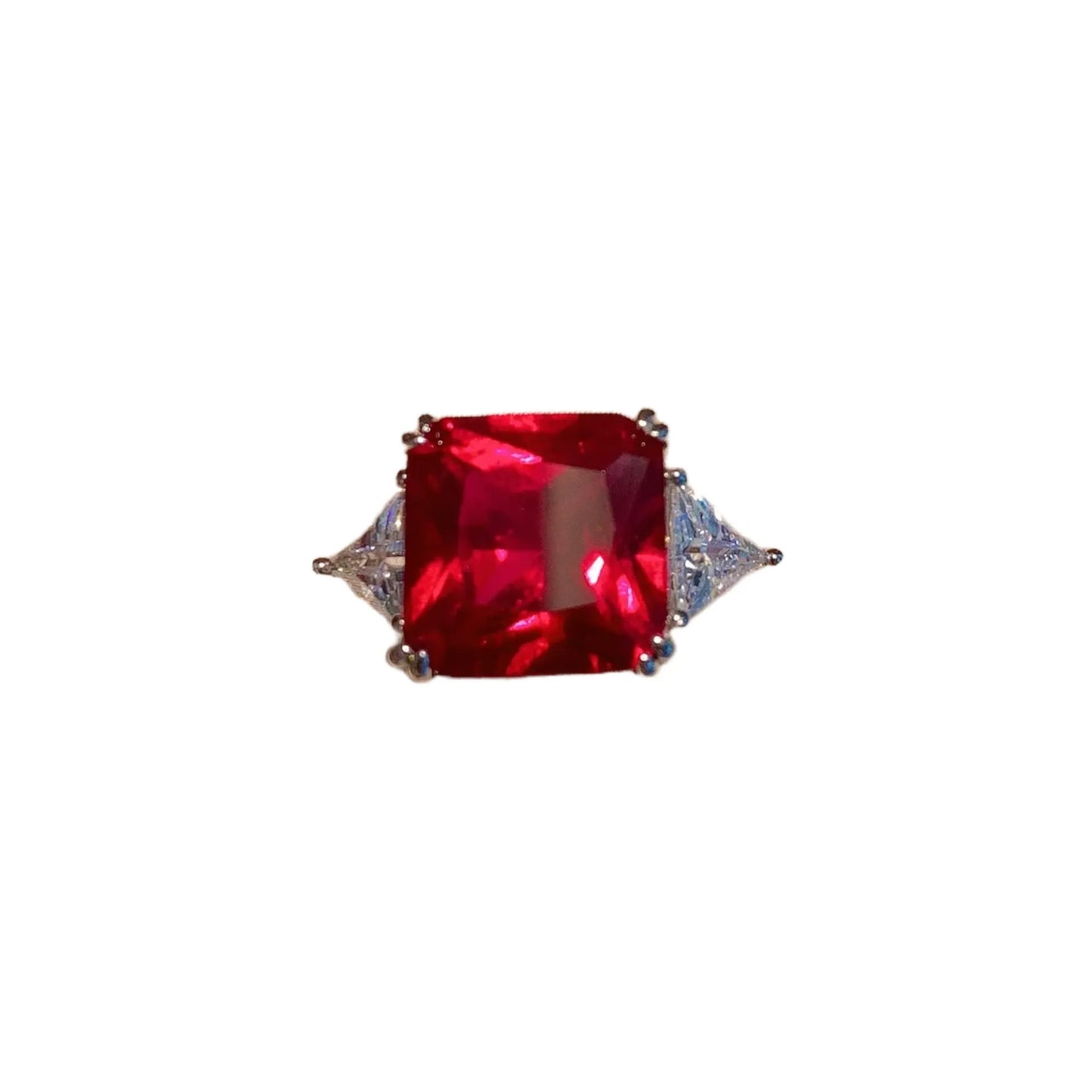 Asscher Radiant Engagement Ring 12*12 925 Silver High Carbon Diamond