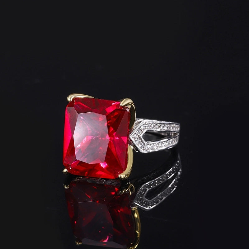 Radiant Engagement Ring 12*14 925 Silver High Carbon Diamond