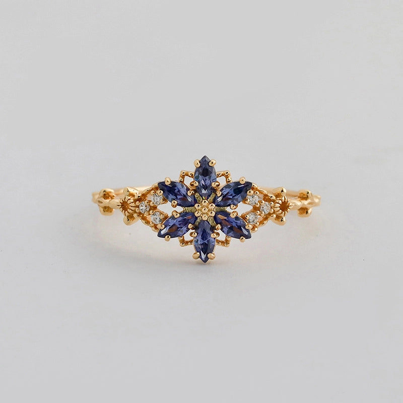 Marquise Engagement Ring 925 Silver Tanzanian Zircon Opal