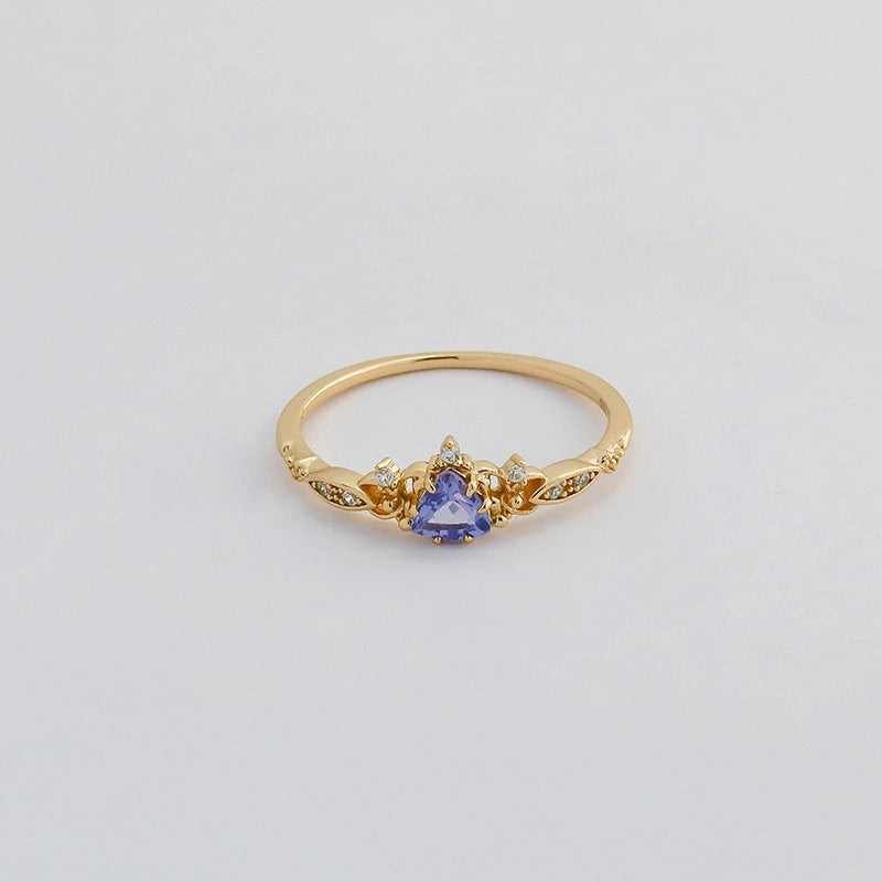 Triangle Engagement Ring 925 Silver Blue Tanzanite