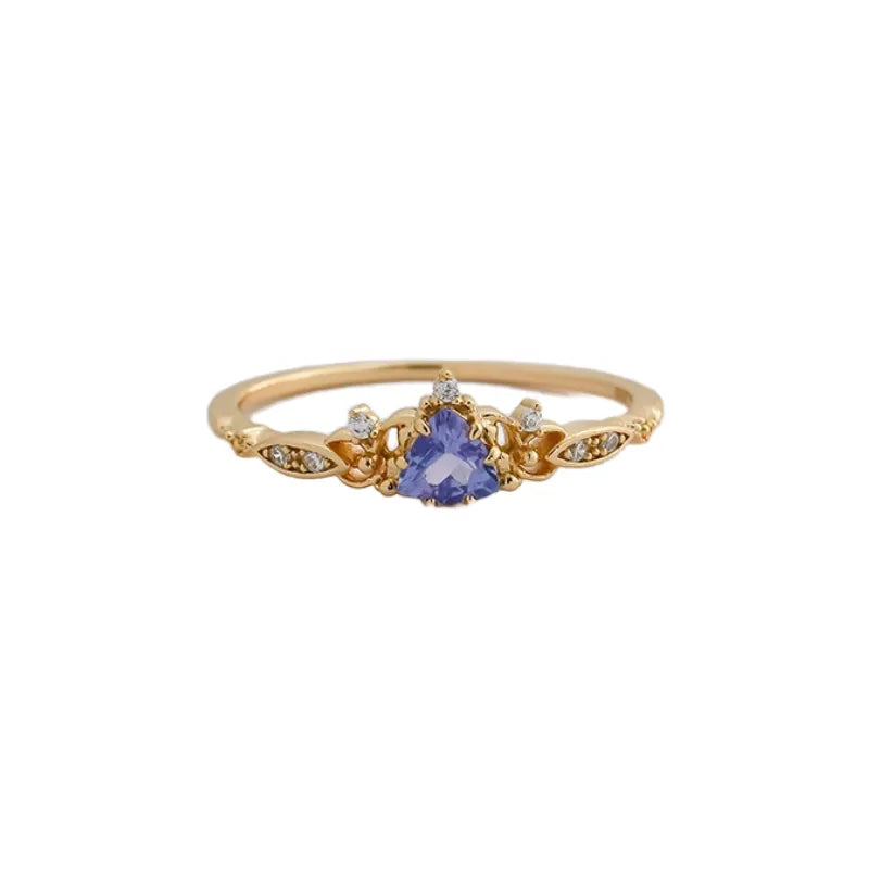 Triangle Engagement Ring 925 Silver Blue Tanzanite