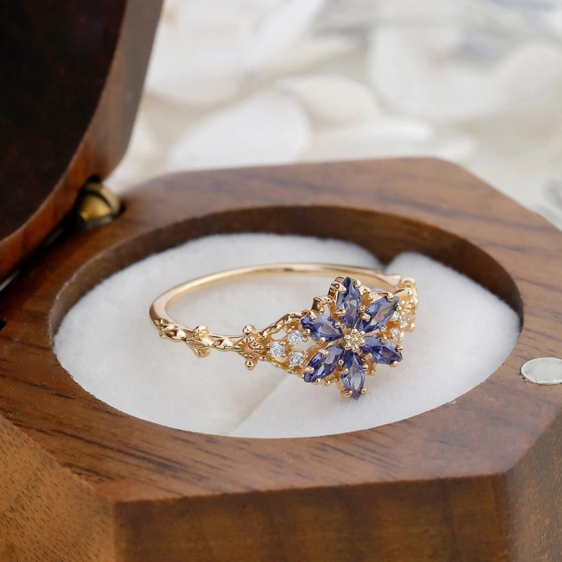 Marquise Engagement Ring 925 Silver Tanzanian Zircon Opal